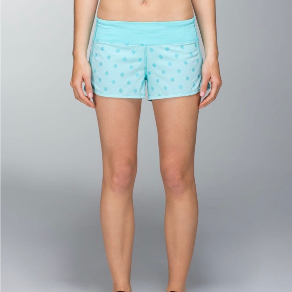 Lululemon Run: Speed Short *4-way Stretch, Stripe Dot Printed Angel Blue, Size 6